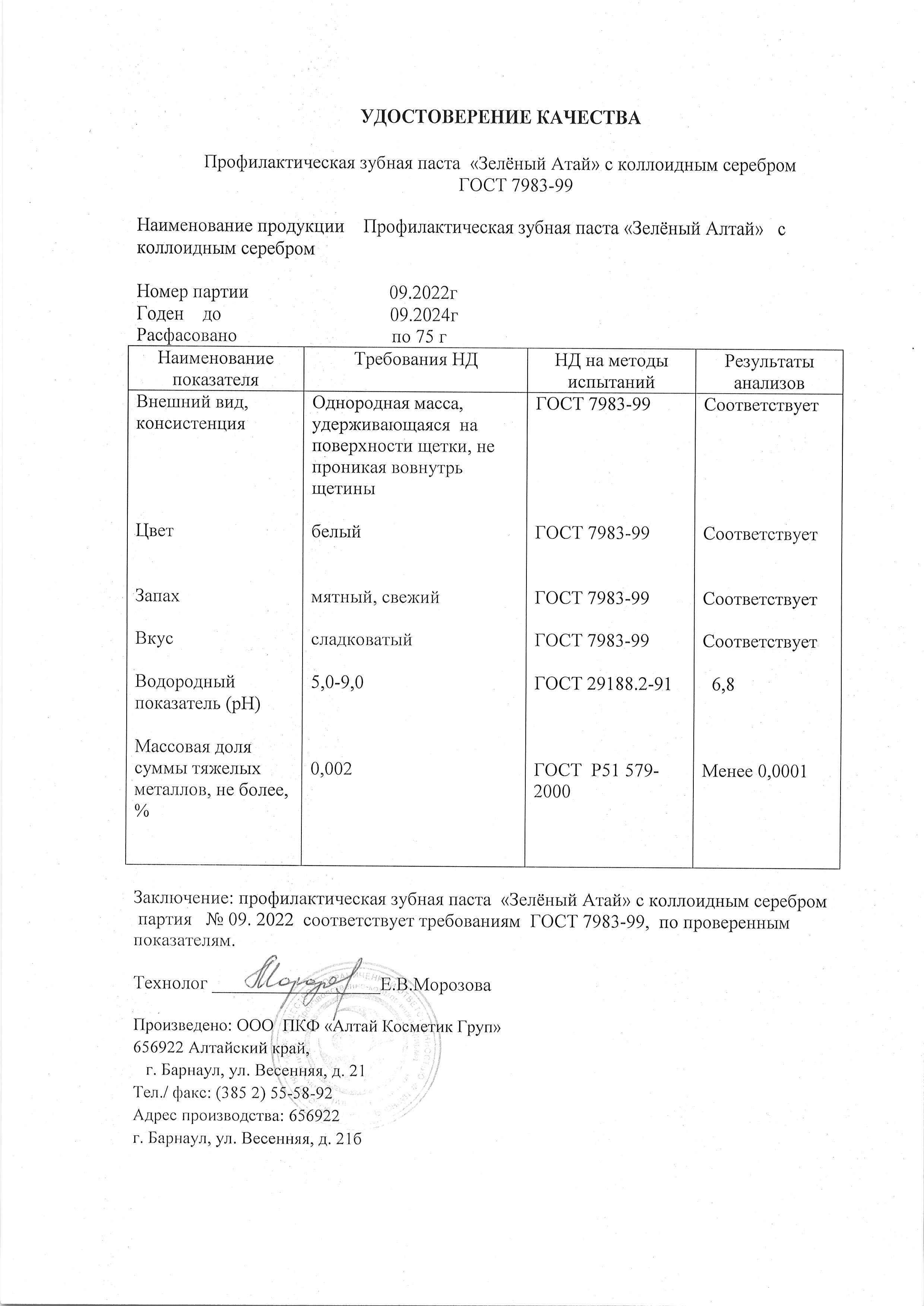 Паспорт №092022
